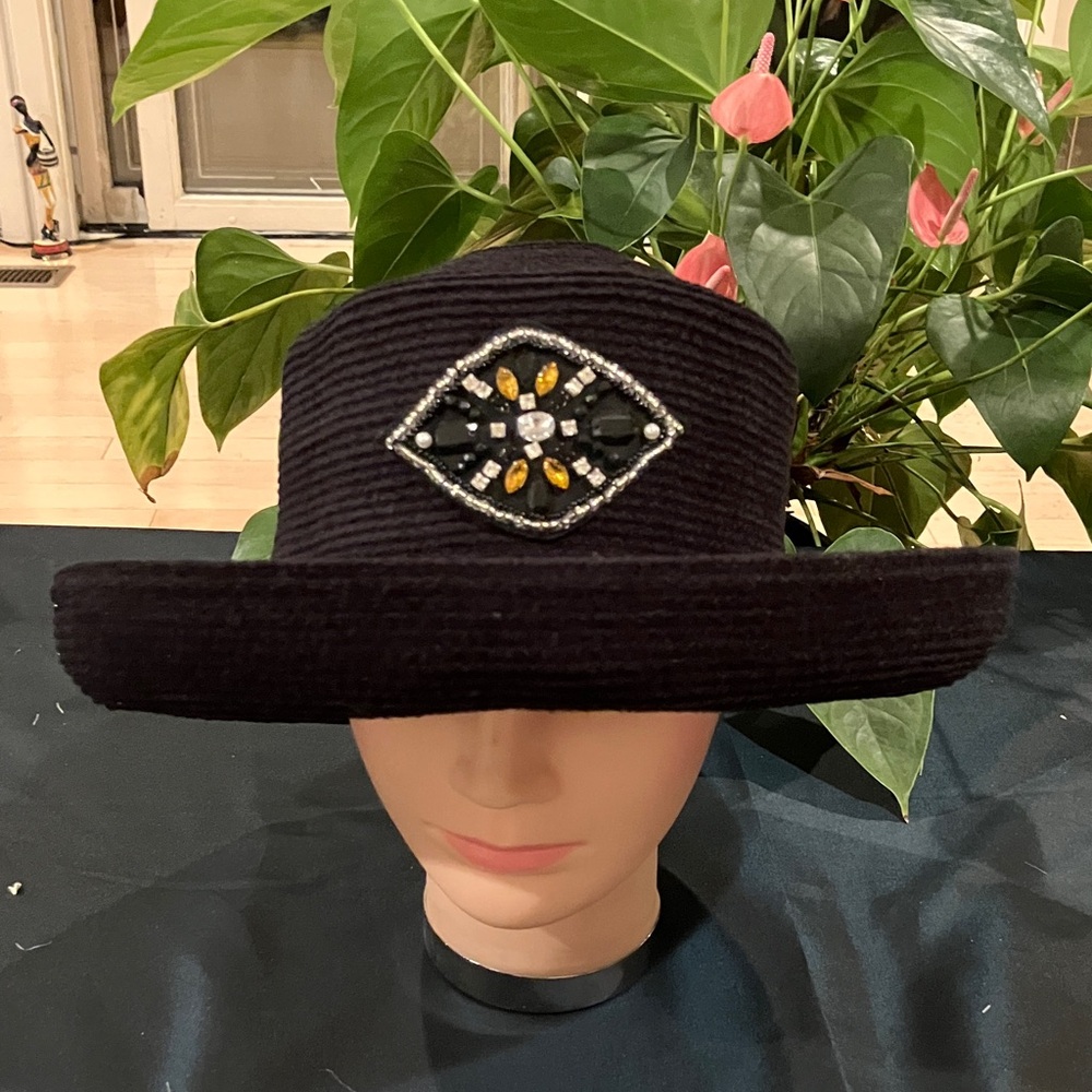 Chic Black Embellished Women's Hat